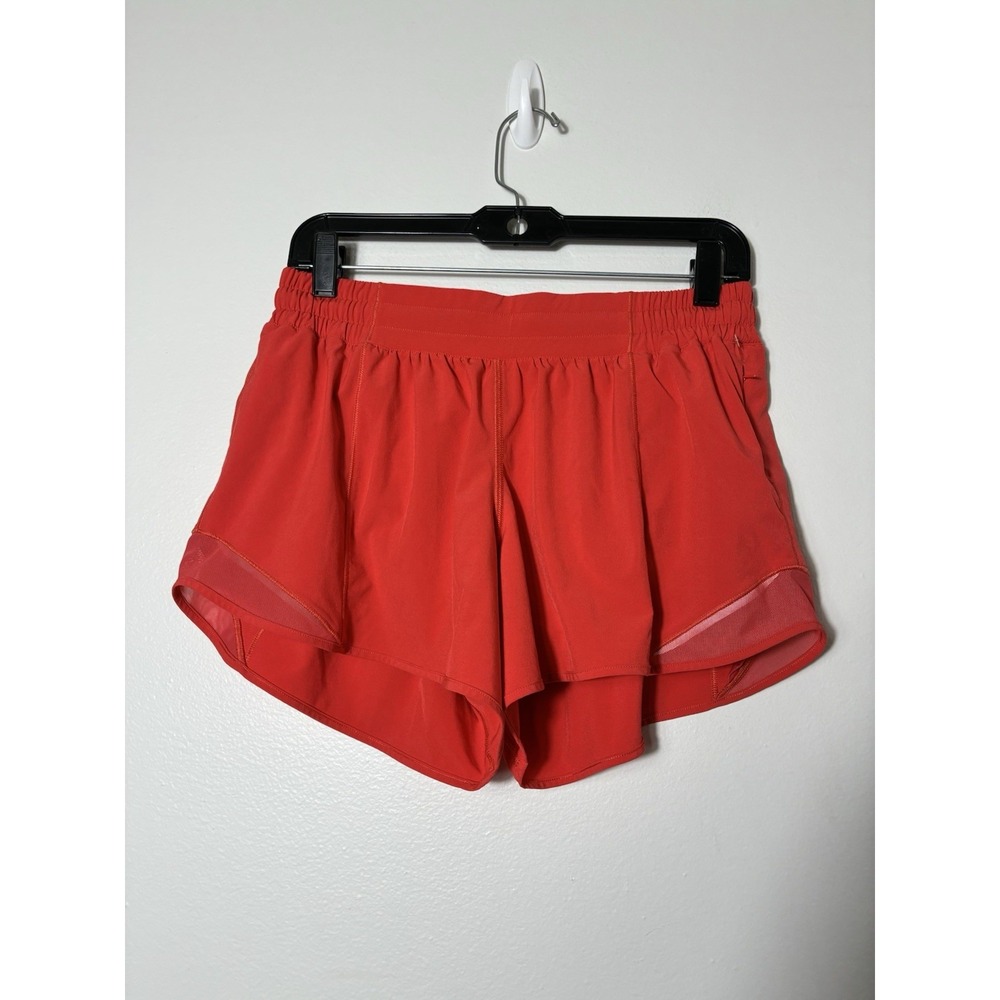 lululemon hotty-hot shorts Sz 10 Red Lined Mid Rose 4" Inseam Athletic